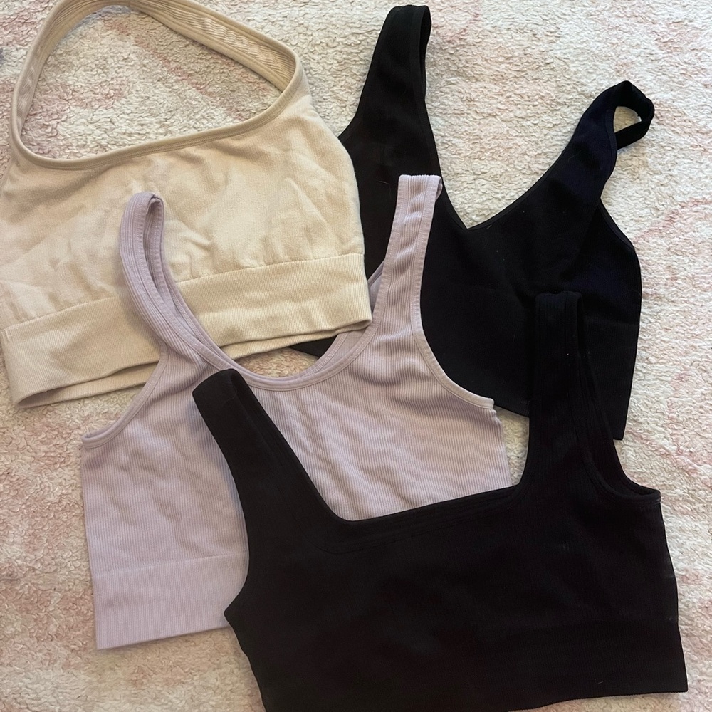 Women's Ribbed Tank Tops - Black, Cream, and Lavender